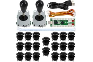 SJ@JX Arcade Game 2 Player Controller DIY Kit Buttons Cherry MX Mechanical Keyboard Black Switch Matt Frosted 8 Way Fighting Joystick Zero Delay USB Encoder for PC MAME Raspberry Pi