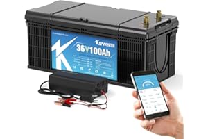 KEPWORTH 36V 100Ah LiFePO4 batteria al litio, max. 3840W di potenza, 200A BMS, 4000-15000 cicli profondi e 10 anni di durata, per barca, trolling motor, sistema solare off-grid, carrello da golf