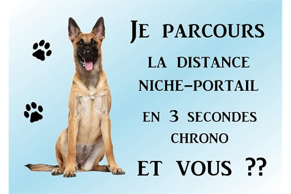 plaque attention chien malinois en métal 29 x 20 cm env réf 89