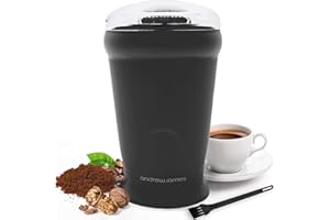 Andrew James Electric Coffee Grinder, Seed, Bean, Nuts, Fine Spice Grinders, Black or Red, 70g, 150W (Black)