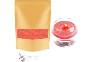 TUMYBCC Pearled Candle Sand Making Kit - 10 Colors Candle Making Kits for Adults with 5 Pcs Wicks - Refillable Sand Pearled Candle Wax Pearl Granules Powder for DIY Candles Making (100g Red)