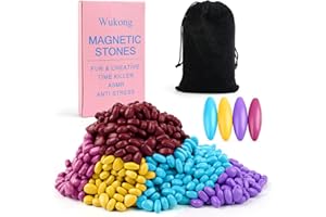 Wukong Hämatit Magnetsteine Bunt – 600 g (ca. 1000 STK.) mit 4 ovalen Magnetsteinen – Anti-Stress-Magnete für Erwachsene, kreatives Fidget-Spielzeug gegen Stress & ADHS