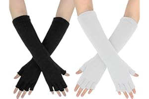 AffeGifts Armstulpen Gestrickt, 2 Paare Stulpen Arm Lange Gestrickte Halbfingerhandschuhe Handgelenk Warmer für Frauen Teen Girls Herbst Winter