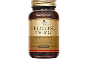 Solgar Spiruline - Tonus et Vitalité - Haute qualité - Défenses naturelles - Vegan - Riche en Protéines - Complément Alimentaire - Flacon de 80 gélules