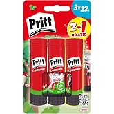Pritt Original Glue Stick School Bar for Crafts, 2+1 x 22g | For Paper/Cardboard/Cardboard/Labels/Photos, 97% Natural Ingredi