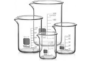 QWORK® Becher Graduato 25 ml 50 ml 100 ml 200 ml i borosilikatglas 3,3, set med 4 graderade mätglas för matlagningsvetenskapl