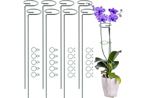 Plant Support Stakes, POTWPOT 8pcs 40cm Garden Single Stem Support Stake Amaryllis Plant Cage Support Rings Plant Support Sticks with 30pcs Plant Clips for Garden Flower Tomatoes Orchid Peony Rose