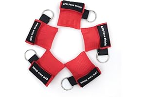 TENQUAN LinkHealth CPR Mask Keychain Ring 5 Pcs Emergency Kit Rescue Face Shields with One-Way Valve Breathing Barrier for First Aid or AED Training