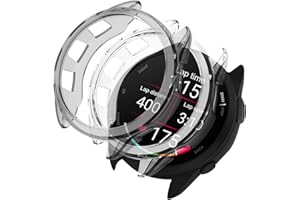 SumRioo [2 Pieces] Protective Case Cover for Garmin Forerunner 165/165 Music, TPU [Shockproof] [Scratch-Resistant] Protective Case Cover Shell for Garmin Forerunner 165/165 Music, Black&Transparent