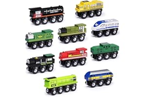 SainSmart Jr. Akcesoria do drewnianych pociągów, magnetyczny zestaw zabawkowy (10 szt.), kompatybilny ze wszystkimi głównymi markami, prezent dla małych dzieci, chłopców i dziewcząt w wieku od 3 lat