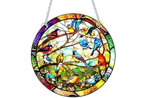 YANGSHINE Kolibri-Acryl-Fensterdekoration, gebeizter Vogel-Sonnenfänger für Fenster, Terrasse, Wand, Haus und Garten