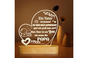 ‎ANYWIN Geschenke für Papa, Papa ist Held 3D Lampe mit warmem gelbem Licht und Kunststoffsockel in Holzmaserung für Heimdekoration, Geschenke zum Geburtstag, Vatertag, Erntedankfest Gifts for Papa