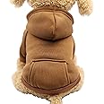 Jecikelon Winter Dog Hoodie Sweatshirts with Pockets Warm Dog Clothes for Small Dogs Chihuahua Coat Clothing Puppy Cat Custume (Coffee, X-Large)