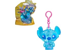 Just Play Figurita de plástico Disney Stitch Swirl-a-Stitch Clip-on Figure, 7,6 cm con Cuentas de Colores líquidas y Purpurina, Juguetes para niños a Partir de 3 años
