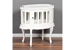 ‎LEBENSWOHNART LEBENSwohnART Teeschrank Barschrank CORUNA Mahagoni Antique White Beistelltisch Vintage Shabby