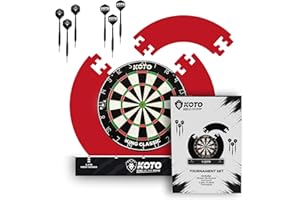 KOTO DARTS KOTO – Diana Dardos Tournament Roja, Dardos Diana con 2 Steeldarts 23g, Aro Surround, Soporte para Diana y Darts Set con Línea Oche