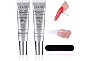 ‎SAVILAND SAVILAND No Curing Nail Glue Gel mit Entferner: 30 Tage Nagelkleber für Kunstnägel Extra Stark für Tips,15S Fast Nagelkleber Entferner,Nail Glue Remover Set Art Tools