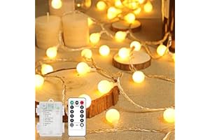LIYADE Guirlande Lumineuse Exterieure, 10m 100 LEDs Guirlande lumineuse LED à Pile, Étanche IP65, 8 Modes avec Télécommande Idéale pour le Balcon, Chambres, Noël Décoration (Blanc Chaud)