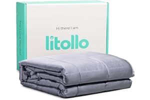 ‎LITOLLO Litollo Bambus Gewichtsdecke 150x200cm 12kg - Therapiedecke aus 100% natürlichen Materialien - Schwere Decke alle Jahreszeiten - Bettdecke für tiefen Schlaf Weighted Blanket