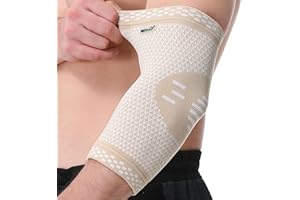 NEOtech Care Coudière en fibre de bambou - Matériau léger, élastique, flexible et respirant - Compression médium - Protège-coude pour sport (Beige, Taille S, 1 Unité)
