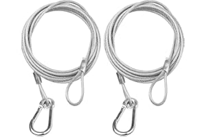 WECAN Sicherheitsseil-Befestigungsvorrichtung, Bühnenlicht-Sicherheitskabel, transparentes Seilkopf-Traversenzubehör, Klemmhaken, 3 mm Durchmesser, 200 cm Länge, (2 Stück, weiß)