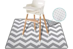 54" Large ReignDrop Splat Mat for High Chair, Play Mat, Picnic, Art, Crafts for Baby, Kids, Non Slip, Waterproof, Washable, Portable, Durable, Reusable Splash, Spill Mat for Pet (Chevron)