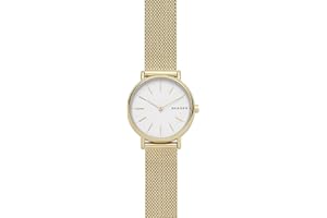 SKAGEN Signatur Lille Watch for Women, Gold Tone Quartz Two Hand Movement with Stainless Steel or Leather Strap