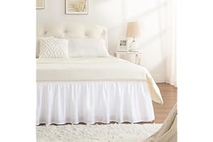 RIMELA Bettvolants Stoff Elastischer Bettrock Soft Brushed Mikrofaser Weiß Betthusse (90 x 200 x 45cm)