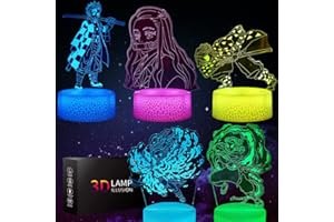 Likohee 5 in 1 Anime Demon Slayer Lamp Agatsuma Zenitsu Characters Lampe décorative avec télécommande, cadeau d'anniversaire de Noël pour