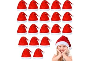 YUVATERA 20 Piezas Gorros para Navidad,Gorros Navidad Adulto,Gorro de Papá Noel de Felpa Suave,Sombrero Navideño Rojo,Gorro de Papá noel Unisex