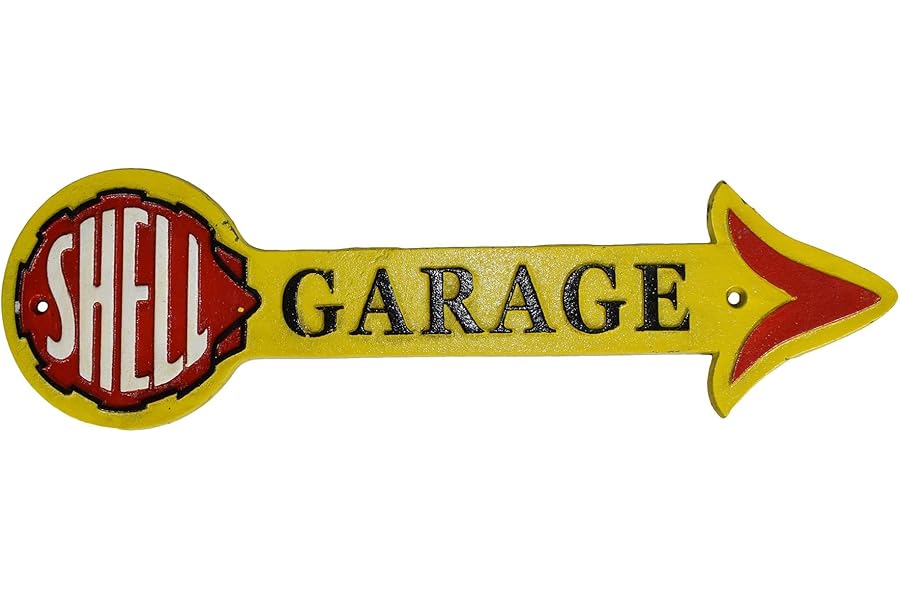 AB Tools Shell Arrow Fuel Cast Iron Sign Plaque Wall Garage Petrol Shop Garage Workshop