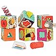 B. Toys – ABC Block Party Baby Blocks – Soft Fabric Building Blocks for Toddlers – Educational Alphabet Blocks with 6 Textured Toy Blocks & 5 Shapes – Grab & Stack Blocks – Bpa Free