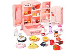 AMSIXNT 15 Pièces Maison de poupée Cuisine de Accessoires,Aliments Miniatures pour Maison de Poupee,Miniature réfrigérateur,1:12 Miniature Maison de poupée Accessoires,pour Maison poupée décoration