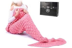 VHOME Meerjungfrau Decke Geschenke - Warmes Wohnzimmer Sofa Decke Damen Mädchen XL Größe Für Weihnachts Geburtstagsgeschenk (Erwachsene 190x110CM, A1-Rosa)