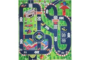 JTMM Tappetino educativo da gioco per bambini con una pista per le macchinine disegnata, ideale come regalo per far giocare i bambini in modo sicuro durante un viaggio, in spazi interni o esterni