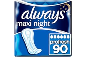 Always Maxi Profresh Night Sanitary Towels Without Wings 10 x 9 Pads Neutralises Odours, Super Fit, Super Absorbent