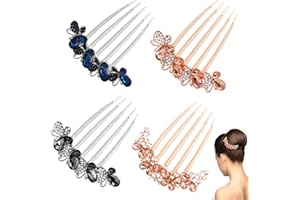 XULISHENG 4 PCS Rhinestone Hair Comb Metal Hair Comb Slides Non-Slip Comfortable Butterfly Sparkly Hair Clips Pins Claw Rhinestone Hair Accessories for Women Girls