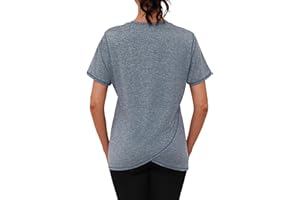 Gyabnw Maglietta Sportiva Donna Girocollo T Shirt Palestra Donna Manica Corta Orlo Posteriore Diviso Traspirante Top Fitness Yoga Corsa Danza