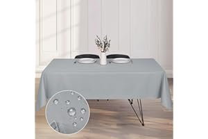 Kapwall Wipe Clean Tablecloth - 54X79Inch (137X200cm) Waterproof Rectangle tablecloth, Polyester Outdoor Table cloth for 6 to 8 Seater Dining Table Cover for Kitchen.(Grey)
