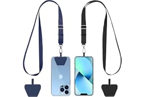 CACOE Uniwersalny łańcuszek na telefon komórkowy, 2 sztuki – 2 regulowane smycze na klucze, 2 trwałe naszywki, smycz na telefon komórkowy, kompatybilna z większością smartfonów