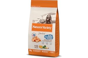 Nature's Variety Selected, Pienso para Perros Adultos Medianos y grandes, Sin cereales, con Salmón noruego sin espinas, 12kg
