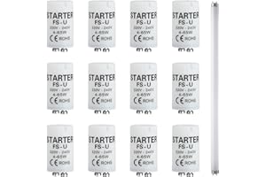 DEWFIGS ㅤ 12 Piezas Cebador Fluorescente Tubo, Arrancador de Tubos Fluorescentes Compatibles con Lámparas de 4-65W 220-240V Alta Durabilidad Eficiencia para Iluminación Fluorescente para Uso Doméstico Comercial