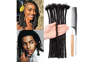 100% Cheveux humains Dreadlocks Extensions 6 pouces Afro Kinky Noir 60 Brins 0.6cm Mode Crochet Tressage Cheveux Pour Femmes par Originea (6 pouces, 1B/60 locs)
