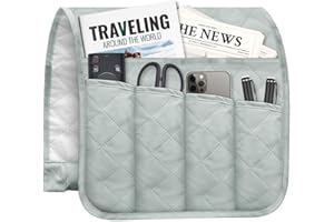 BOHEMIABY Sofa Organizer Armlehne Anti-Rutsch, Hängend Fernbedienung Halterung mit 5 Tasche, Platz Sparen Aufbewahrungsbeutel Speichern Handy, Zeitschriften, Bücher, Ipad, Fernbedienung