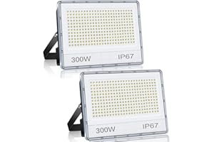 ANNIFUNLY 2PC Focos LED Exterior 300W, 30000LM Floodlight Super Brillante, Proyector LED 6500K Blanco Frío, Foco Reflector LED IP67 Impermeable Focos LED para Garaje Jardín Patio Parque