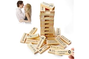 Audasi Juego Erótico Español Torre de Madera 48 Piezas, Juegos Sexuales de Parejas Adultos Español Torre Picante para Parejas Adultos Night Party Juego de Madera Juegos de Noche de Cita