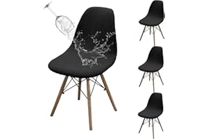 Dioxide Coprisedie con Schienale Elasticizzato, Impermeabile Copri Sedia da Cucina Rimovibile e Lavabile per Sala da Pranzo, Hotel, Cerimonia (4PCS,Nero)