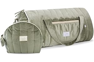 Coccoliamo Soft Velvet Krankenhaustasche mit Kulturtasche Baby-Geburtstasche für Damen, Multifunktions Babytasche - Reisetasche, Handgepäck Tasche, Mommy Bag Praktisch auf Reisen: Olivgrün