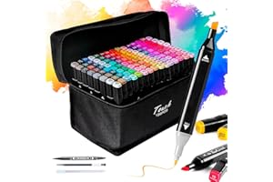 EVEROX 120+3 Pennarelli Punta Marcatori artistici ad alcool Pennello Copic Marker, per studenti Set di pennarelli per artisti manga