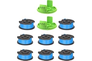 CDIYTOOL Szpula do trymera sznurkowego do Greenworks, średnica 1,65 mm 4,9 m długości, szpula do trymera do trawy do Greenworks 24V G24LT, G24LTK2, G24LT30M, G24LT30MK2 (8 szpul + 2 osłony)